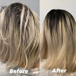 Woman Showing Hair Before & After Using the Detangler Hair Brush by Hair Folli